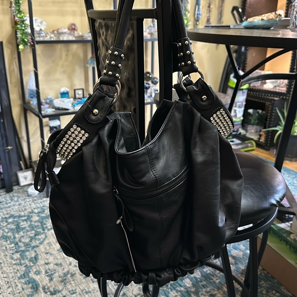 NWT Black Bling/Punk Hobo bag